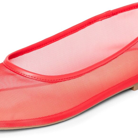 Women's Ballet Flats Red Mesh Size 7.5 Polyurethane with Bow TPR Sole - Picture 1 of 7